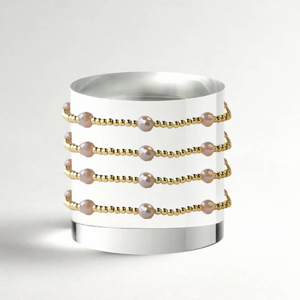 Gold Beaded Bracelets-Dot, Sunstone