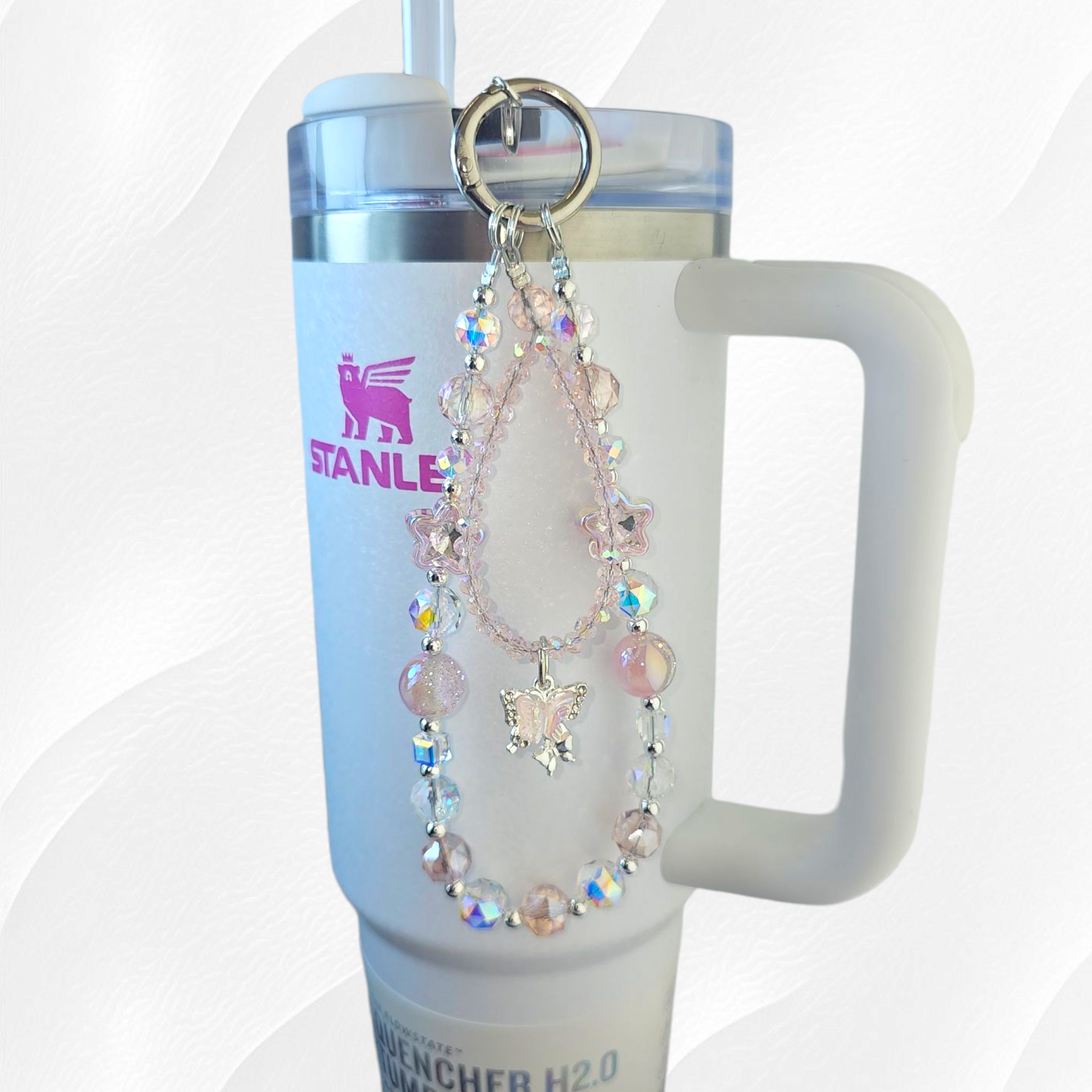 Butterfly Beaded Tumbler Charm Necklace