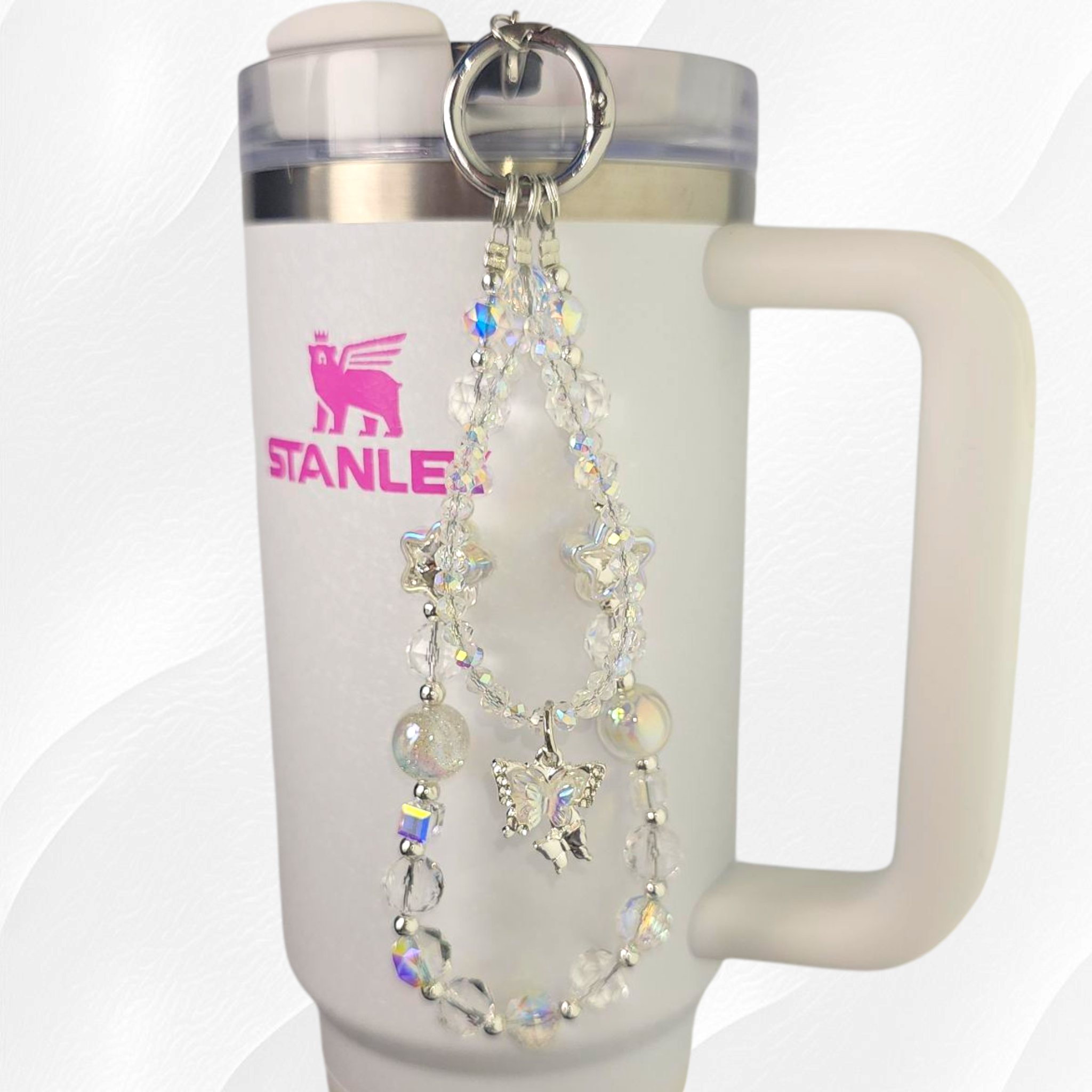 Butterfly Beaded Tumbler Charm Necklace