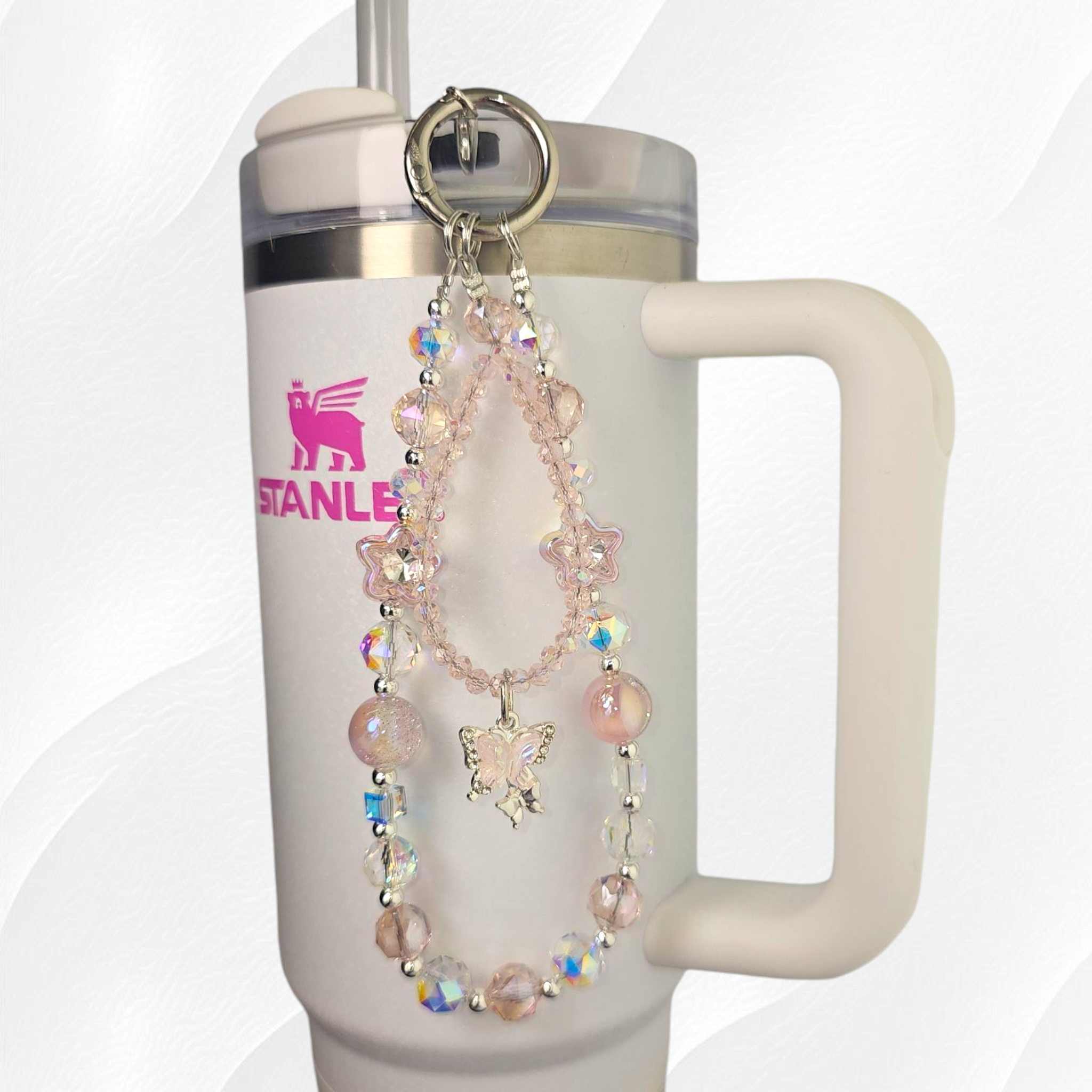 Butterfly Beaded Tumbler Charm Necklace